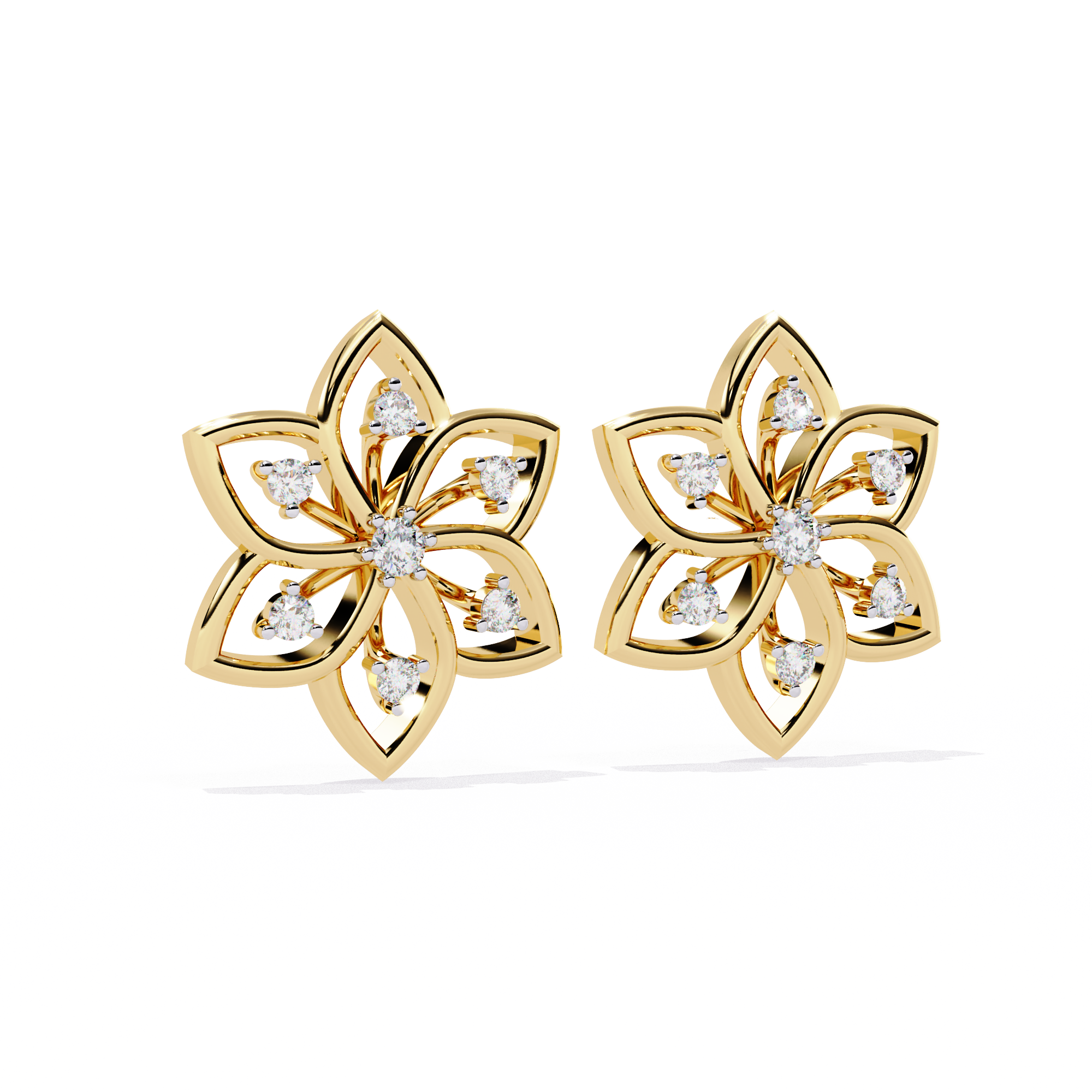 Solitairekart 0.1ct Yellow Gold Diamond Earrings